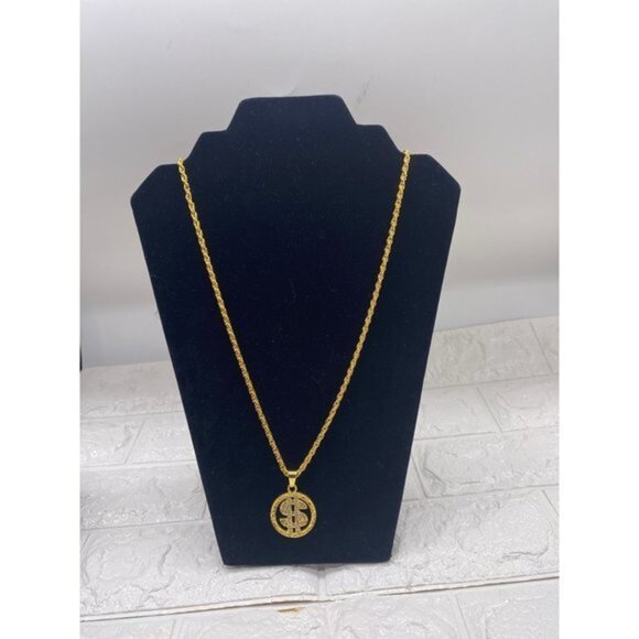 Dollar Coin Chain Men's Necklace Gold Tone - Picture 2 of 10